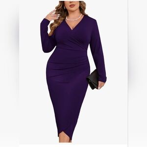 ZOMVA Plus Size Wrap Cocktalil Dress #1024